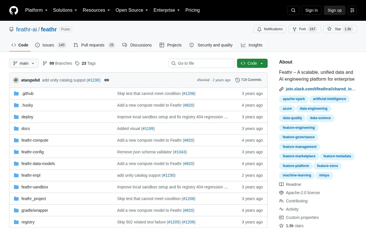 Feathr homepage screenshot