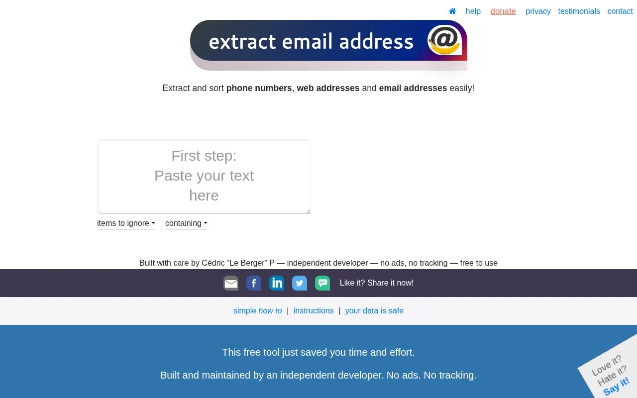 ExtractMailAddress homepage screenshot