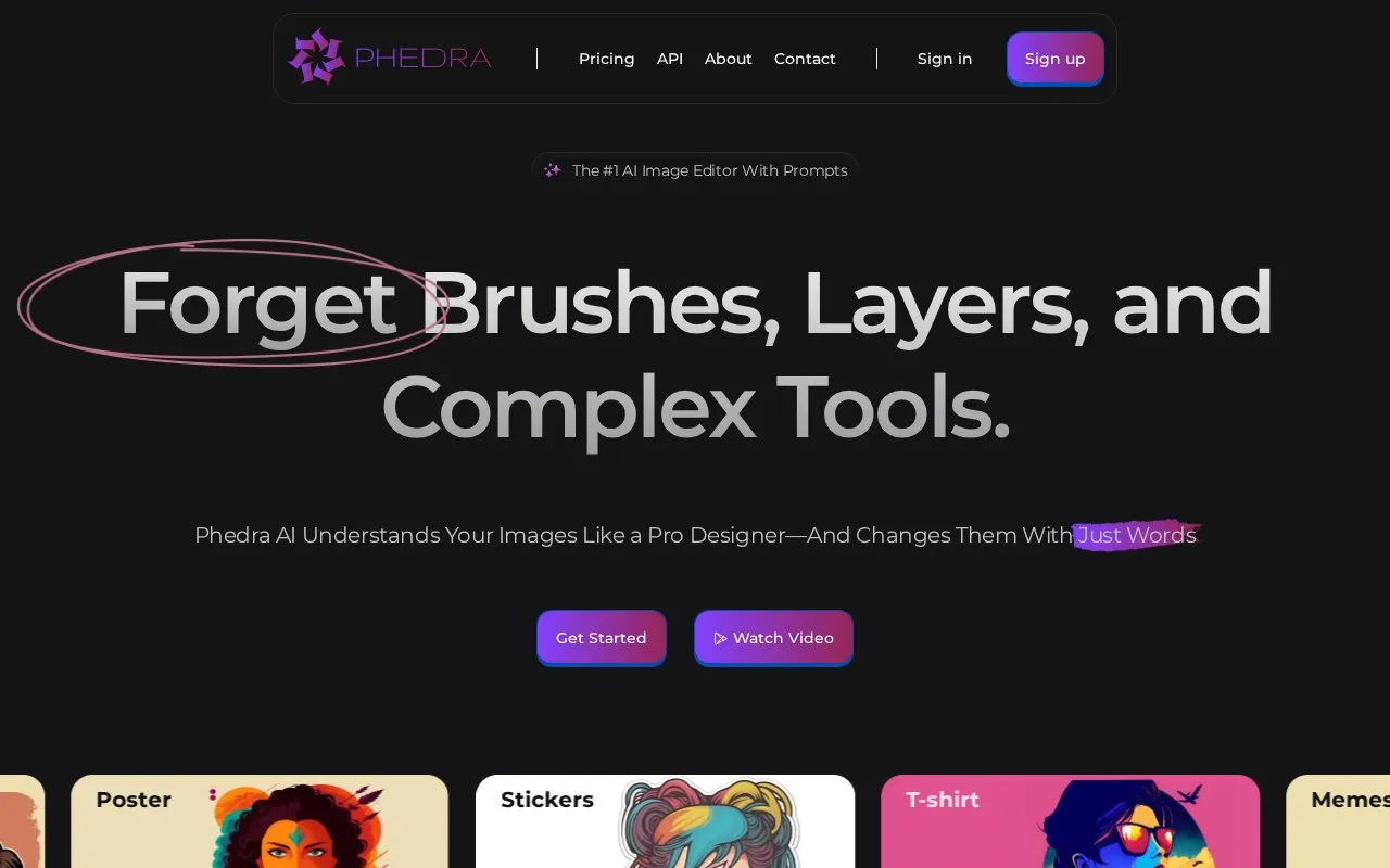 Phedra AI homepage screenshot
