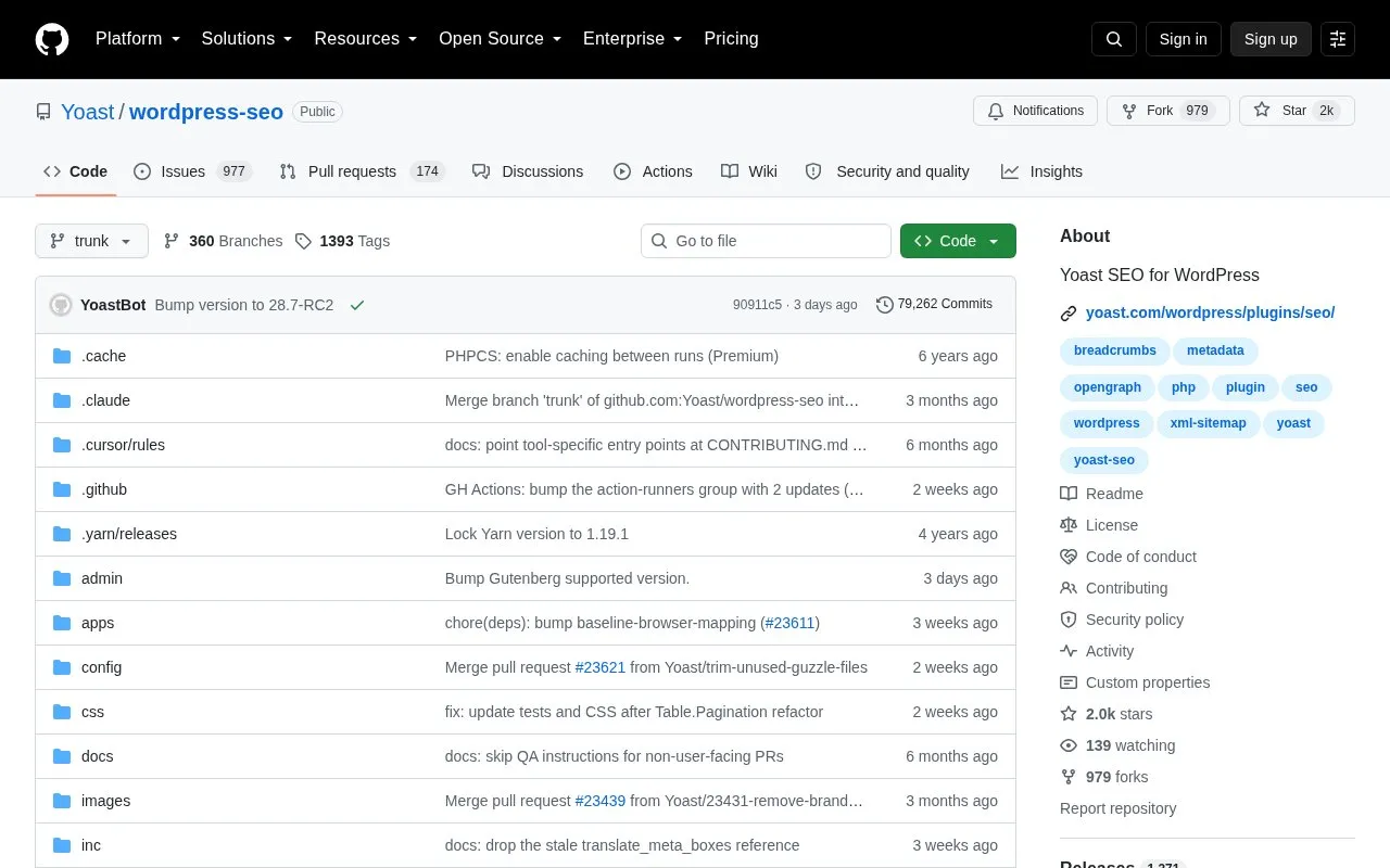 wordpress-seo homepage screenshot