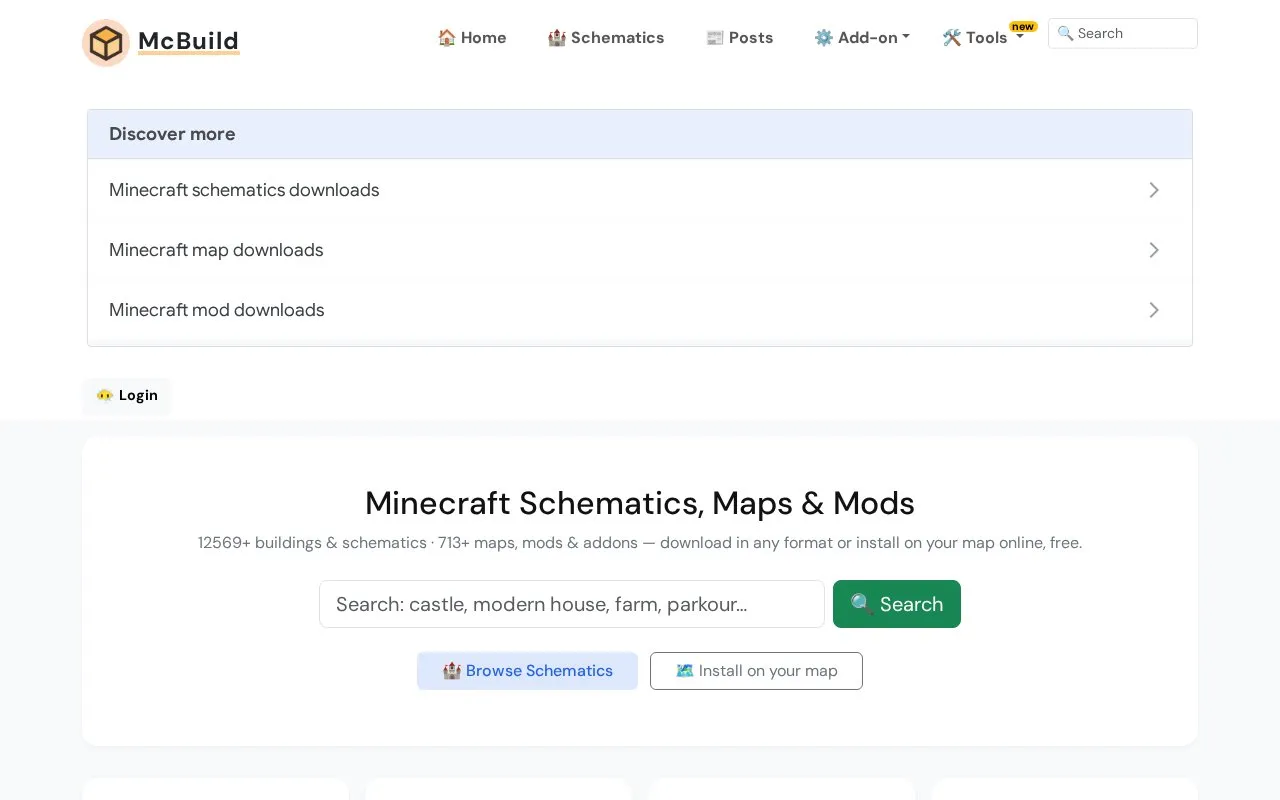 MCBuild homepage screenshot