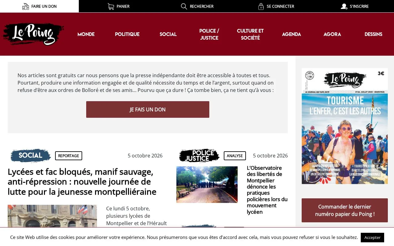 Le Poing homepage screenshot