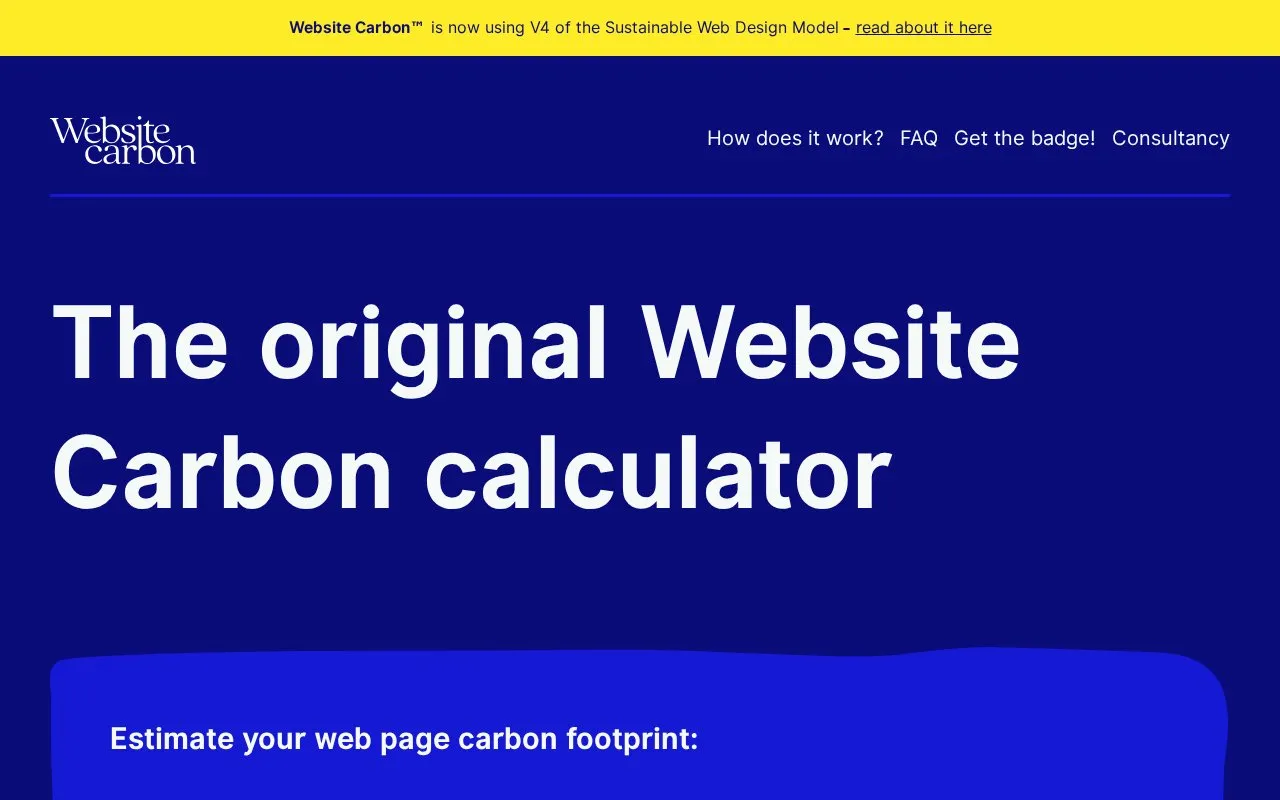 Carbon Calculator homepage screenshot