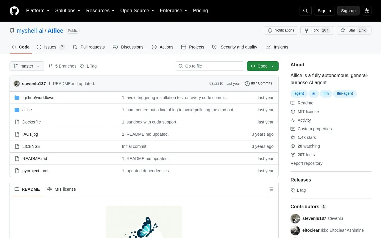 AIlice homepage screenshot