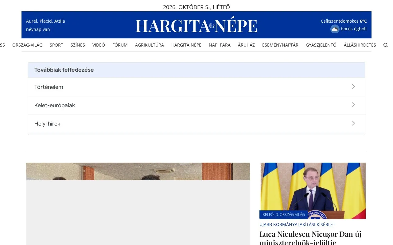 Hargita Népe homepage screenshot