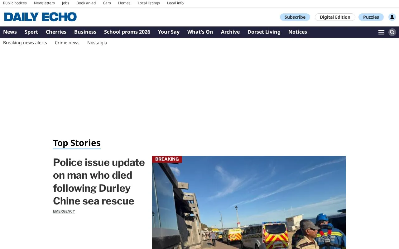 Bournemouth Daily Echo homepage screenshot