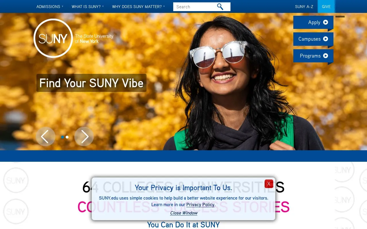 State University of New York, Buffalo homepage screenshot