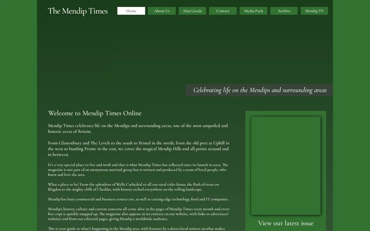 Mendip Times homepage screenshot