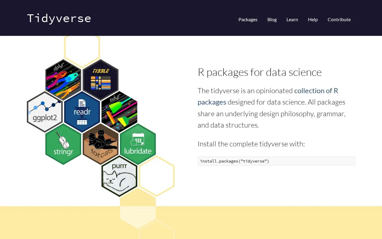 Tidyverse homepage screenshot