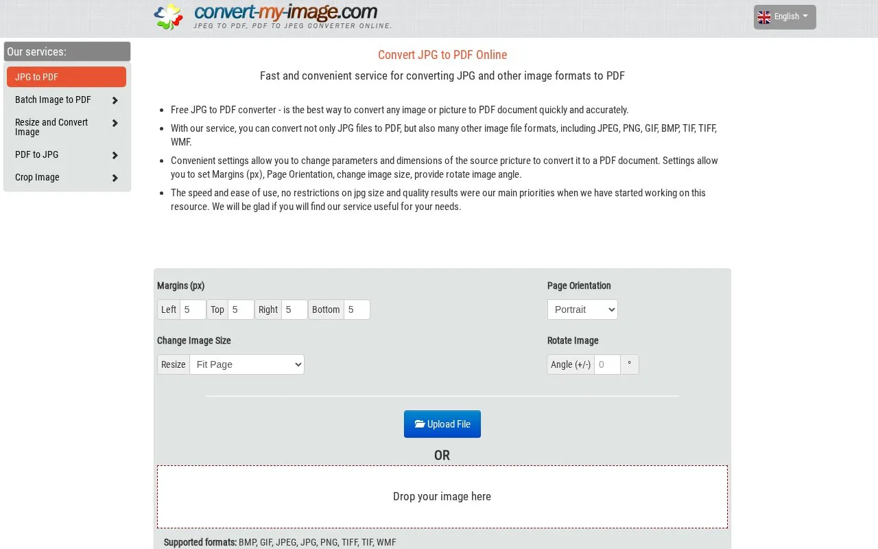 Convertmyimage homepage screenshot