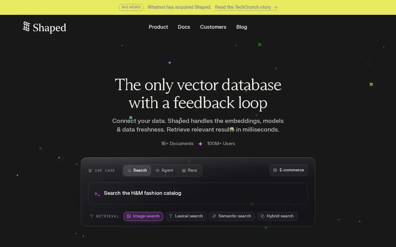 Shaped homepage screenshot
