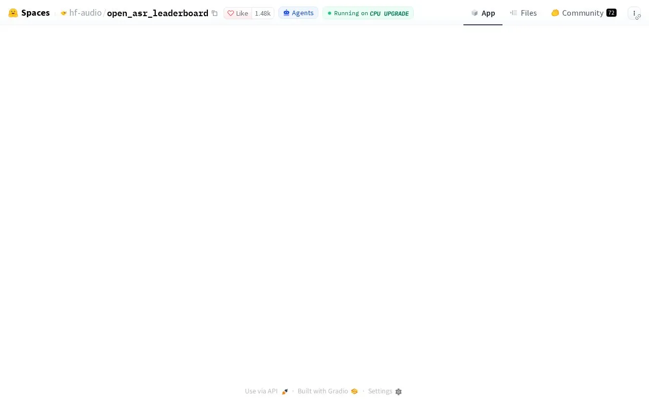 ASR Leaderboard homepage screenshot