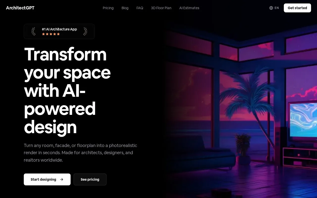 ArchitectGPT homepage screenshot