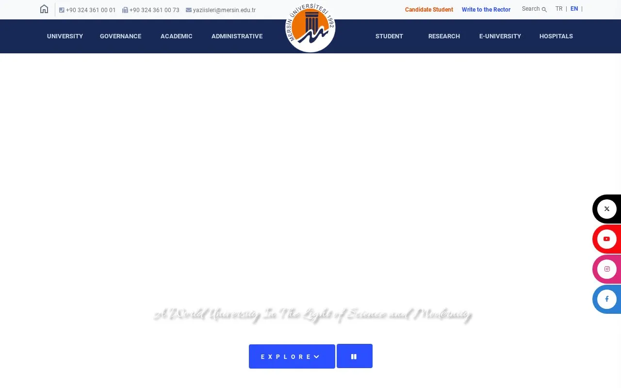 Mersin University homepage screenshot