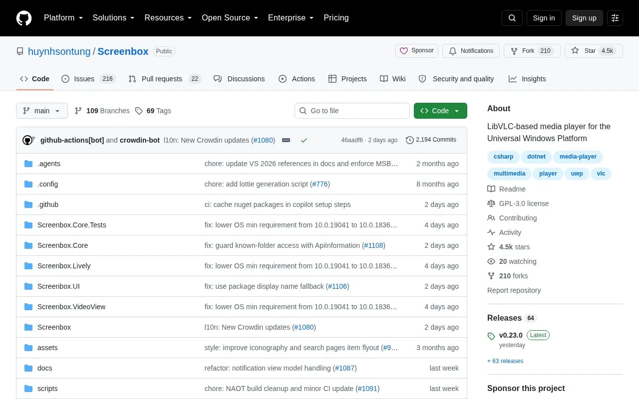 Screenbox homepage screenshot