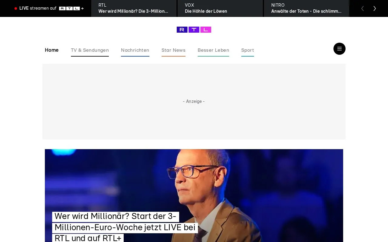 RTL News homepage screenshot