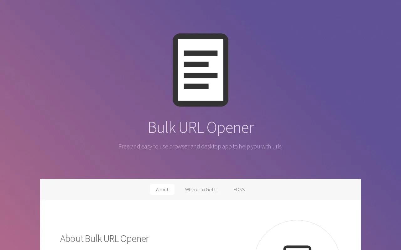 Bulk URL Opener homepage screenshot
