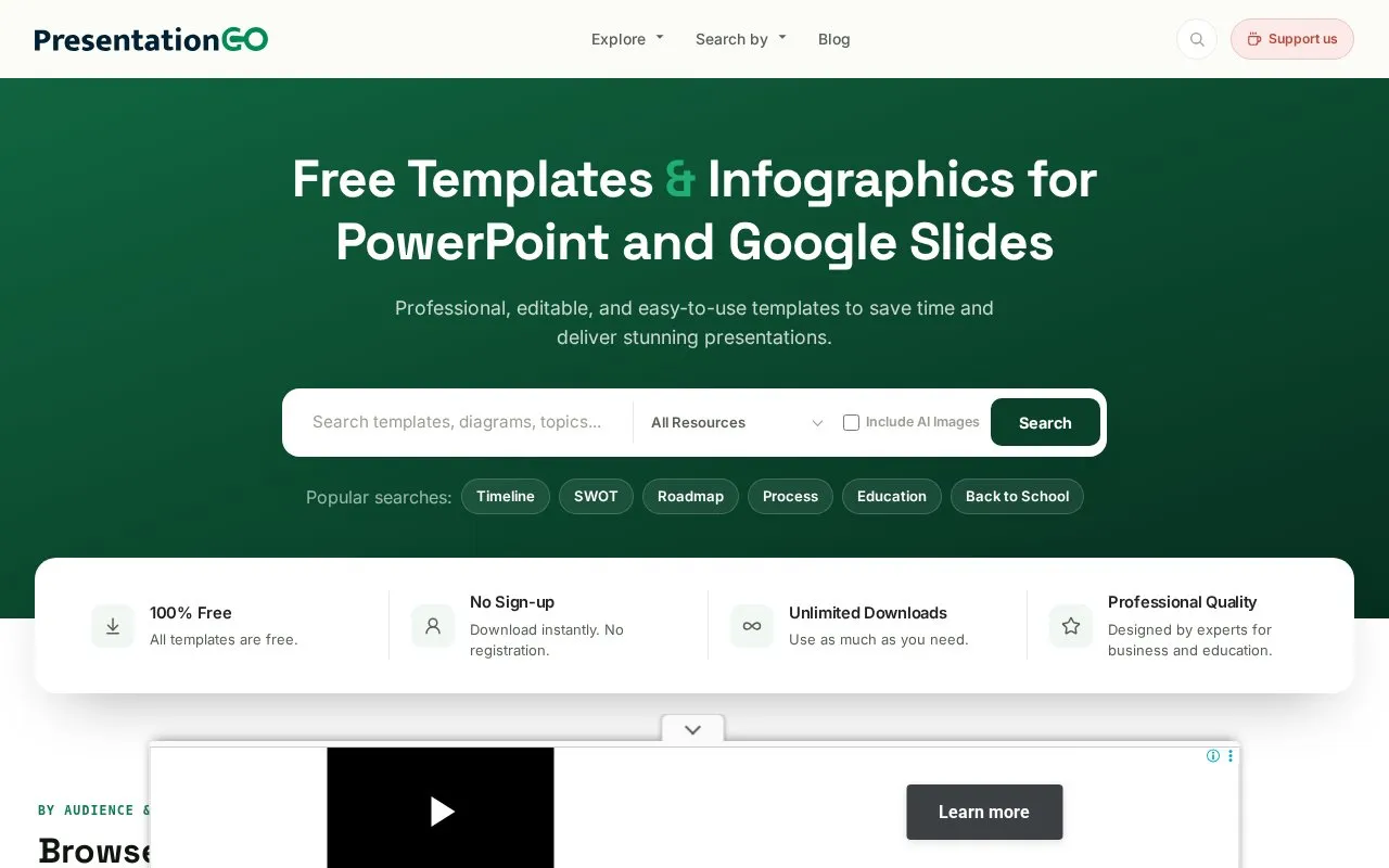 PresentationGO homepage screenshot