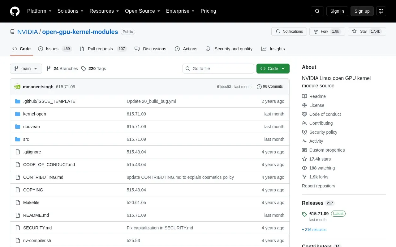 open-gpu-kernel-modules homepage screenshot