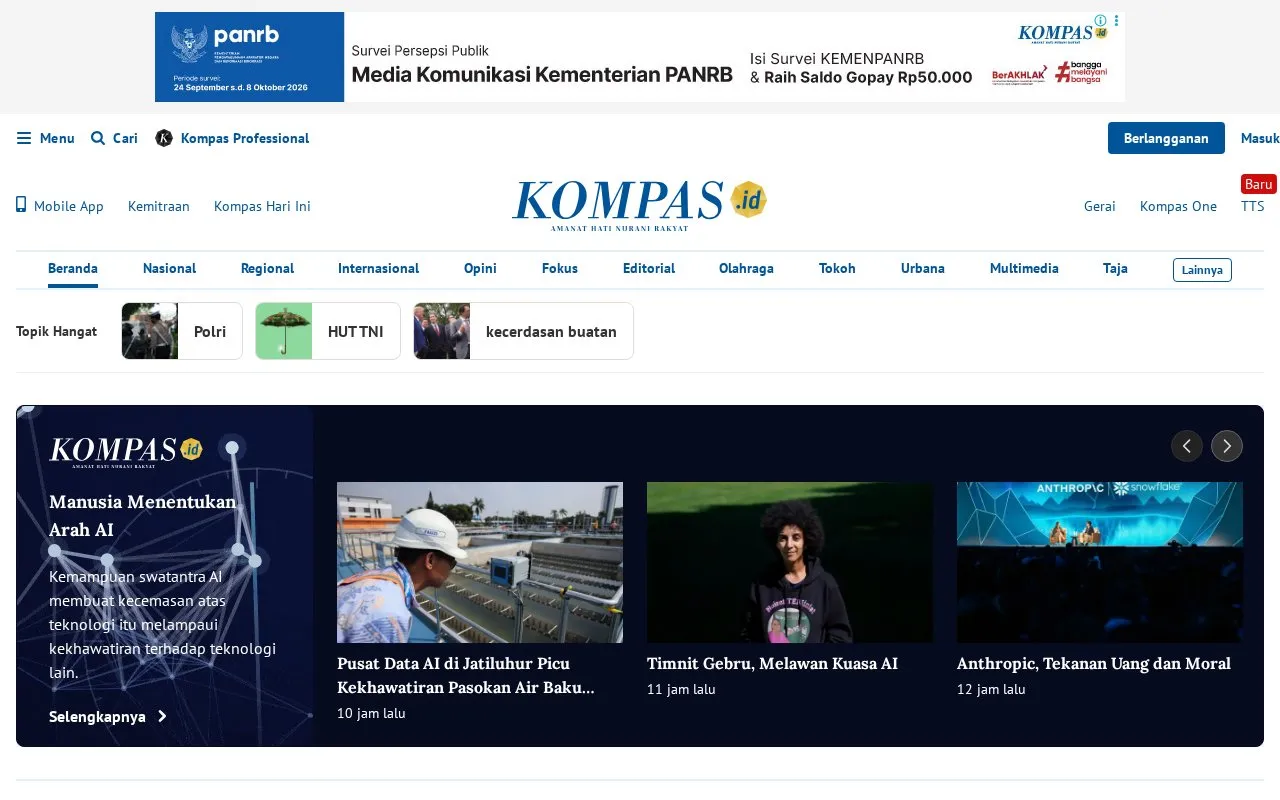 Kompas homepage screenshot