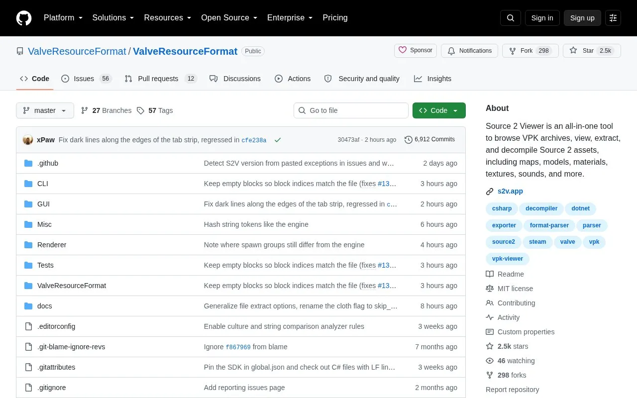 ValveResourceFormat homepage screenshot