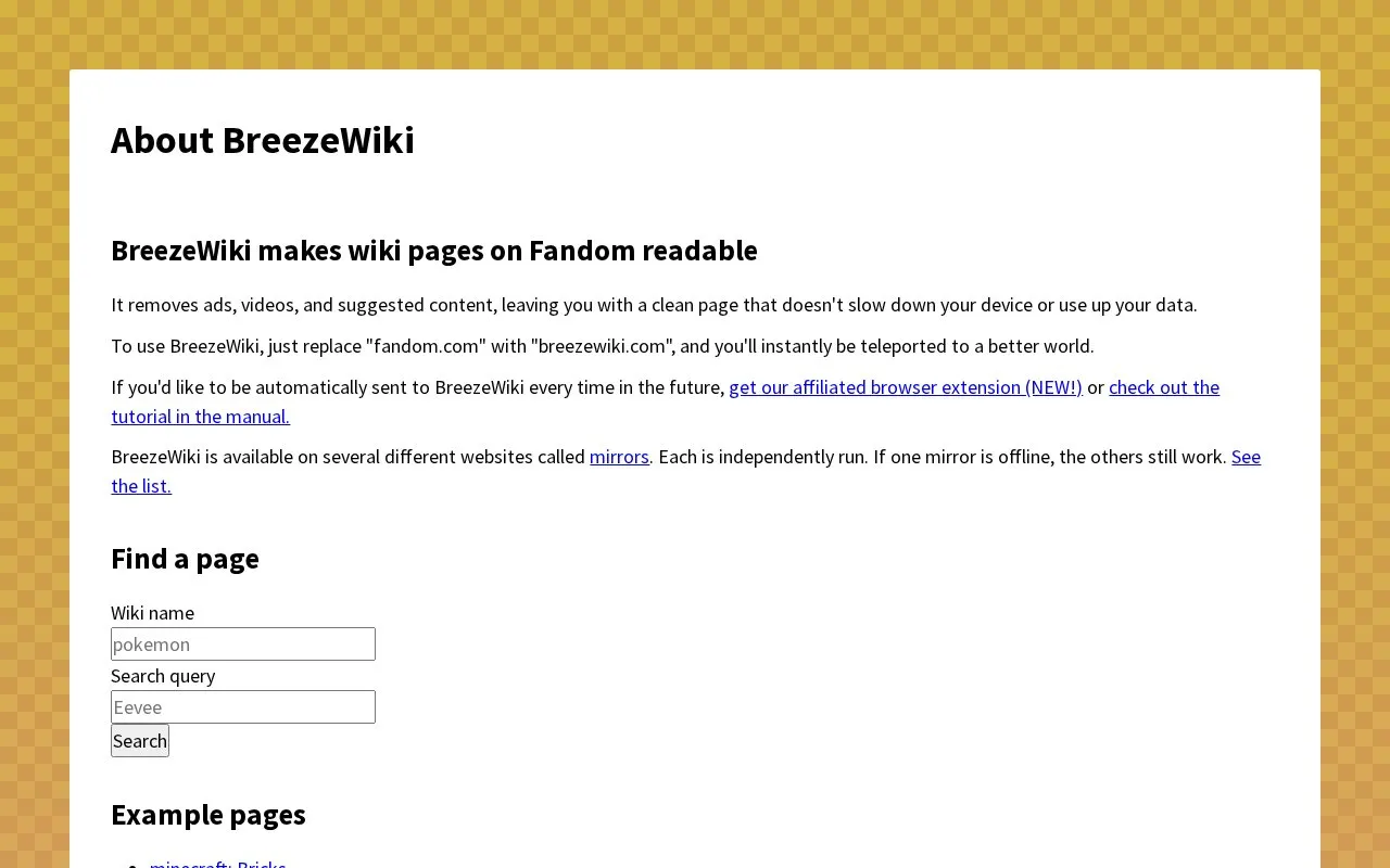 BreezeWiki homepage screenshot