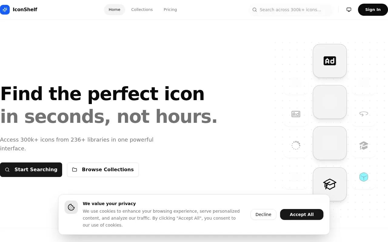 iconshelf homepage screenshot