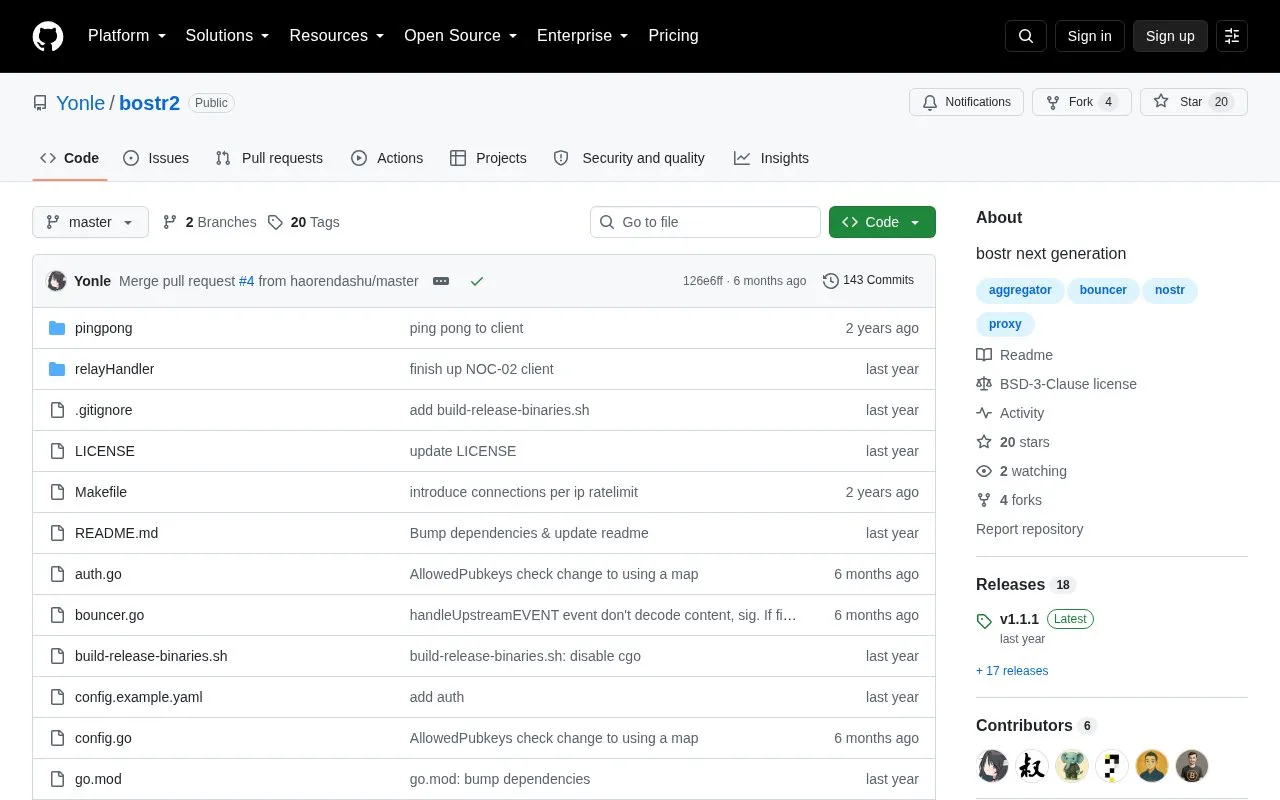 Bostr2 homepage screenshot