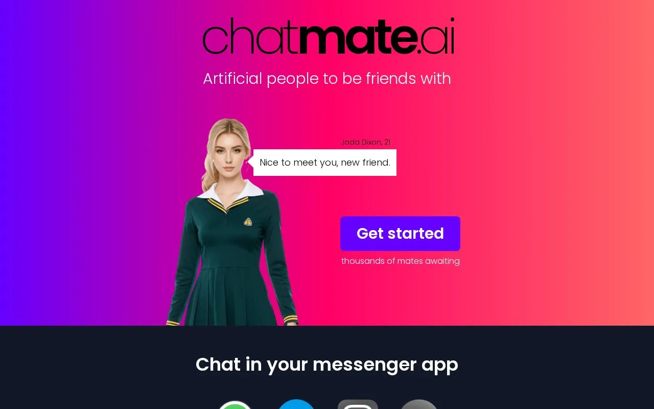 Chatmate AI homepage screenshot