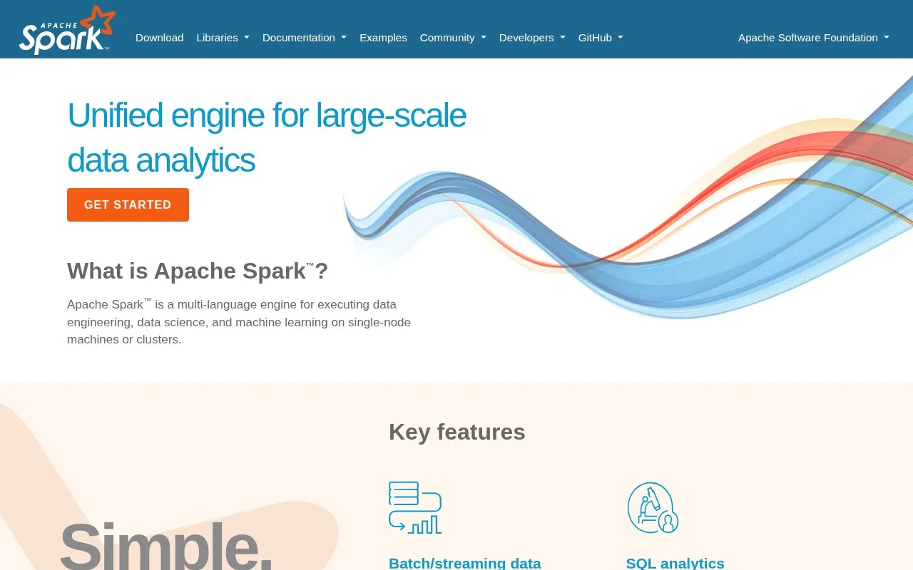 Spark homepage screenshot