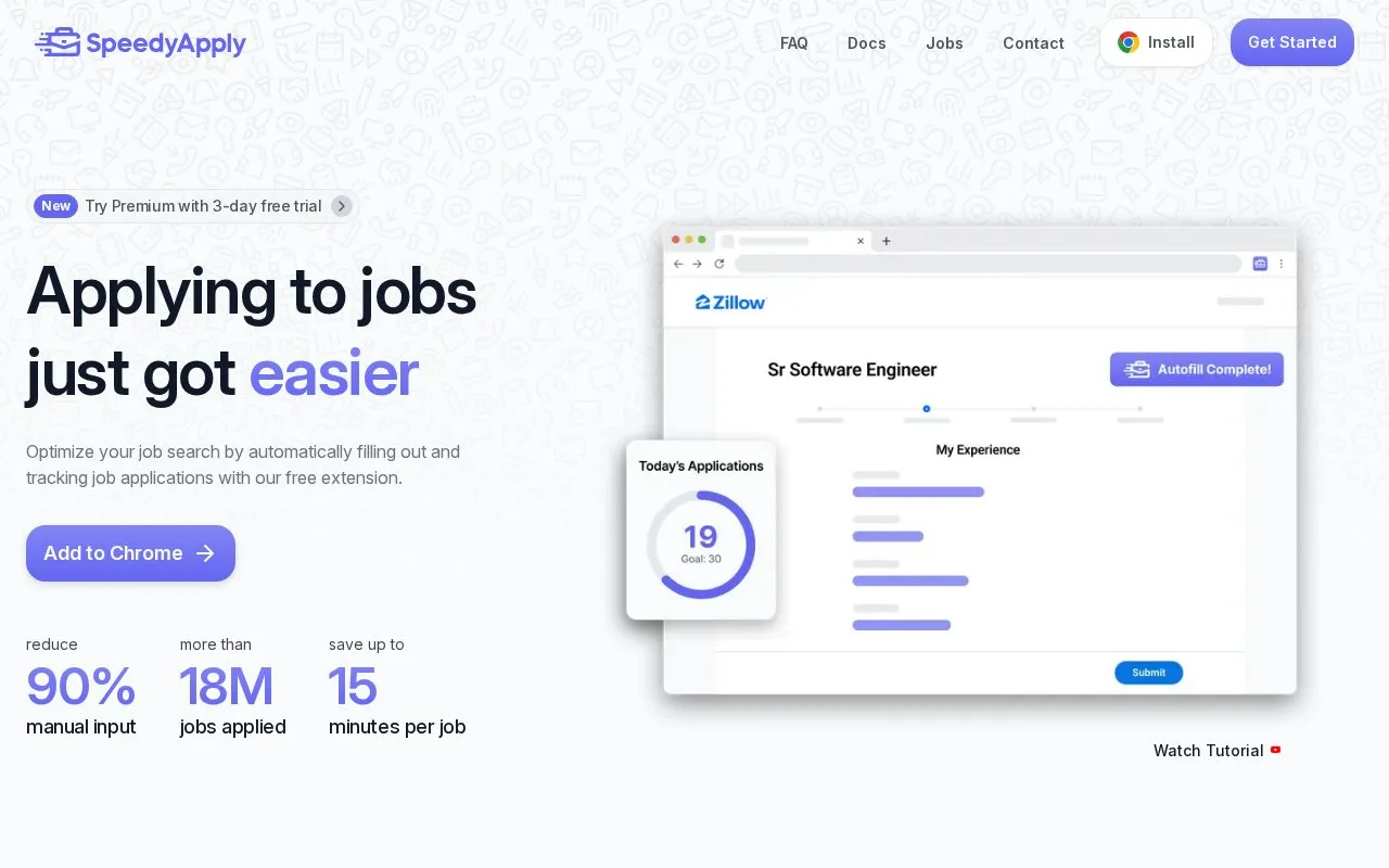 SpeedyApply homepage screenshot