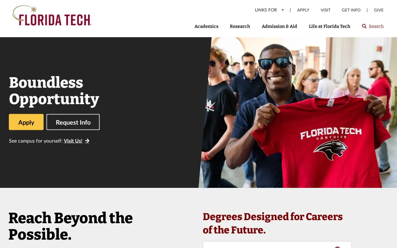 Florida Institute of Technology homepage screenshot