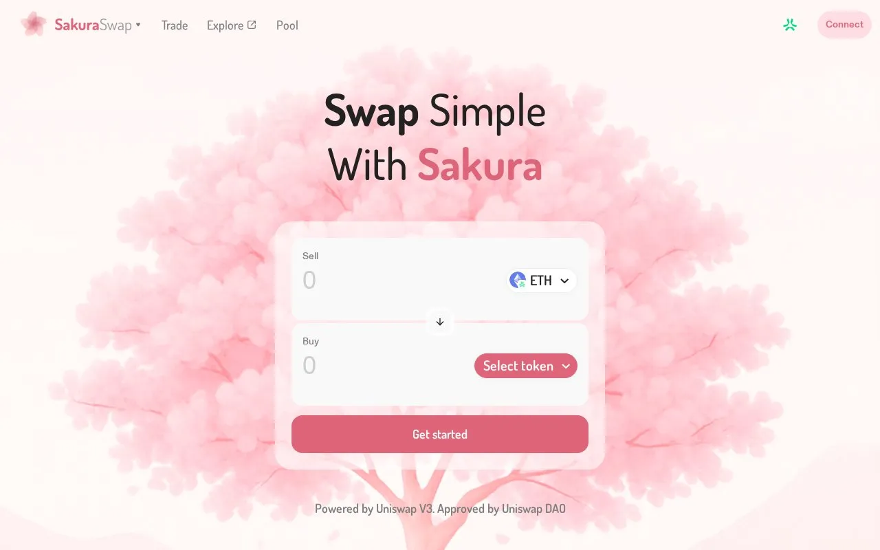 SakuraSwap AMM homepage screenshot