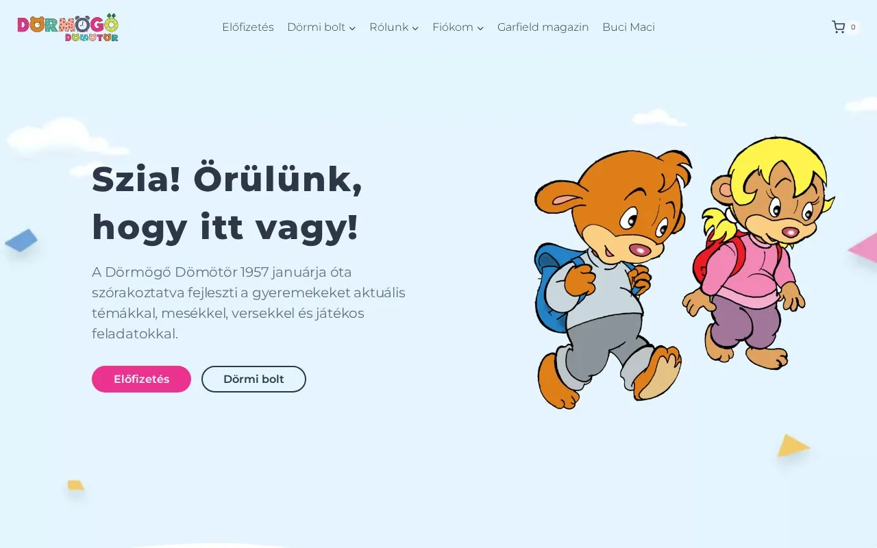 Dörmögő Dömötör homepage screenshot