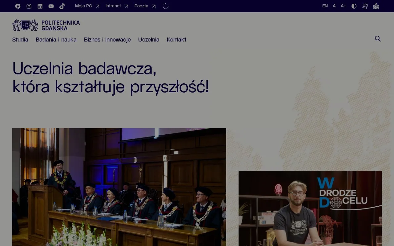 Gdansk University of Technology homepage screenshot