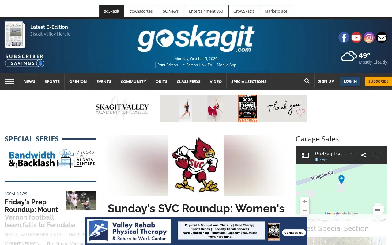 Skagit Valley Herald homepage screenshot