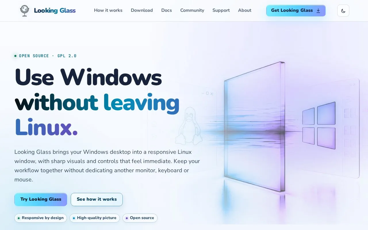 Looking Glass homepage screenshot