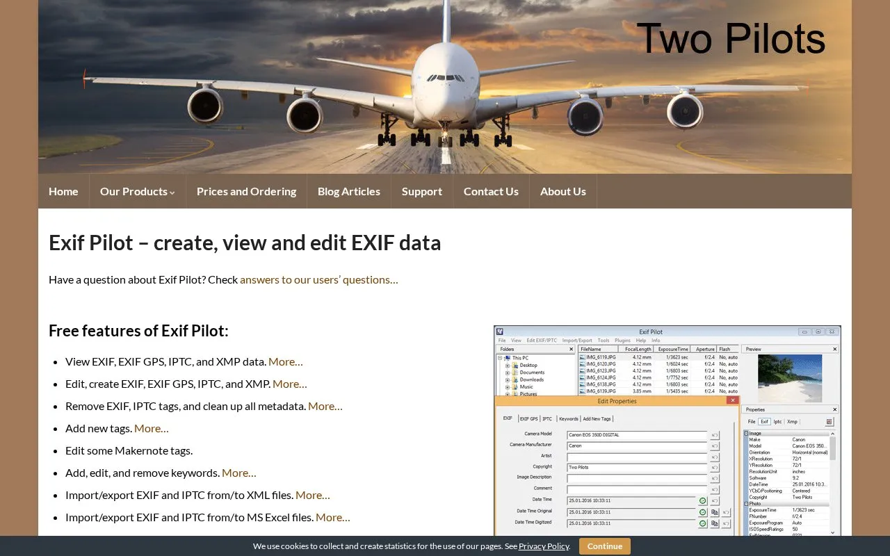 ColorPilot homepage screenshot