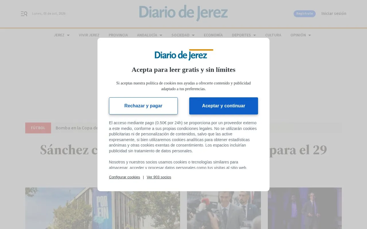 Diario de Jerez homepage screenshot