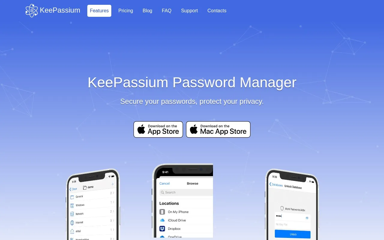 KeePassium homepage screenshot