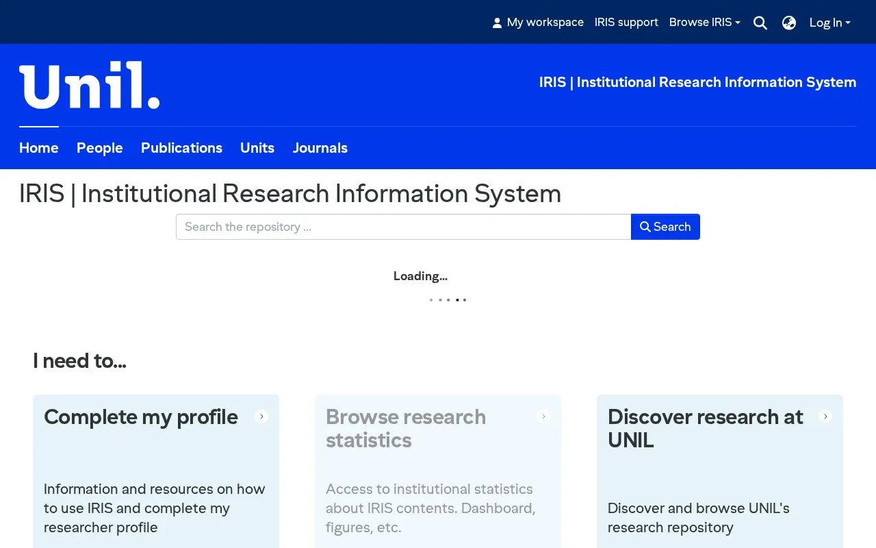 IRIS UniL homepage screenshot