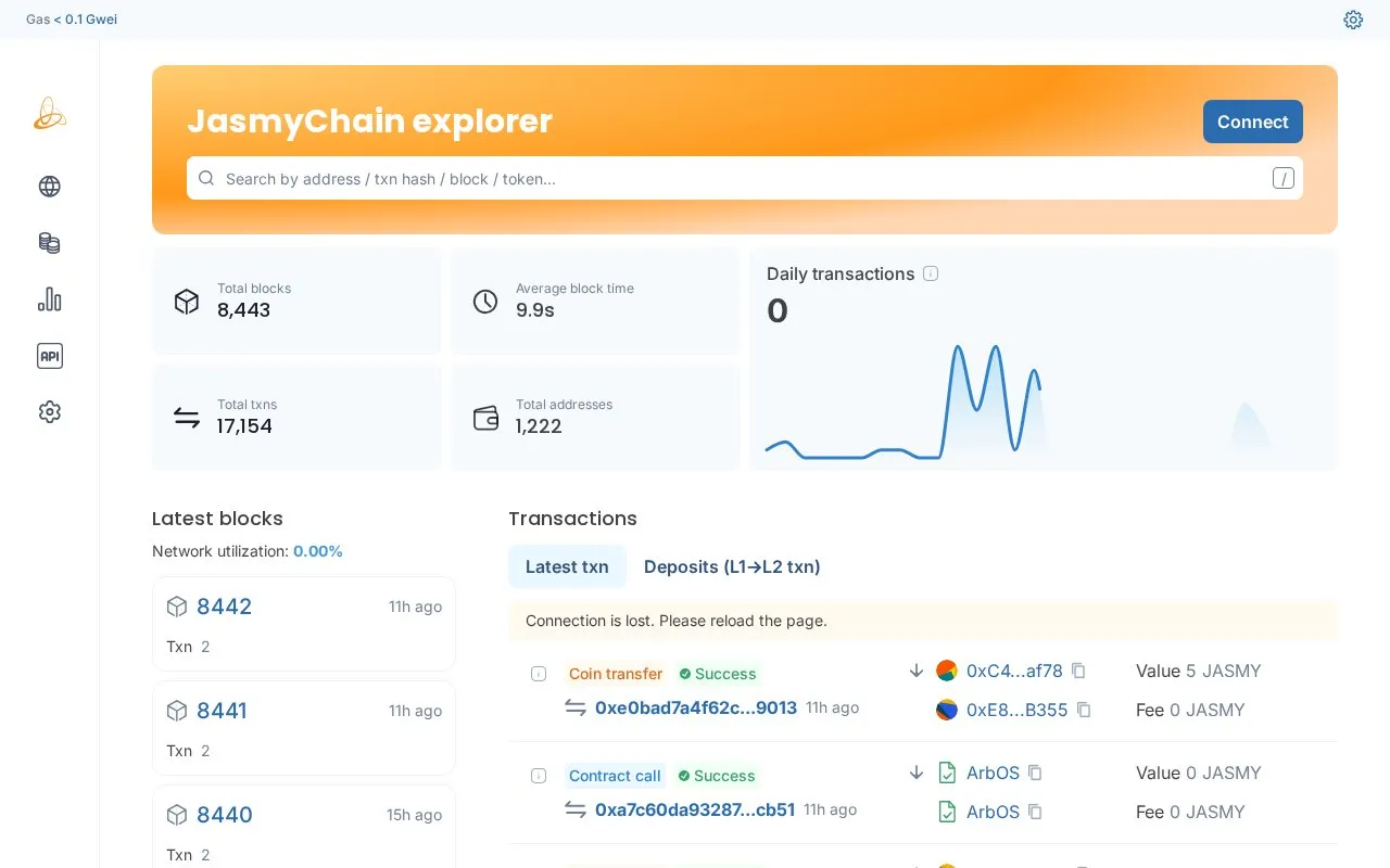 JasmyChain — jasmyscan homepage screenshot