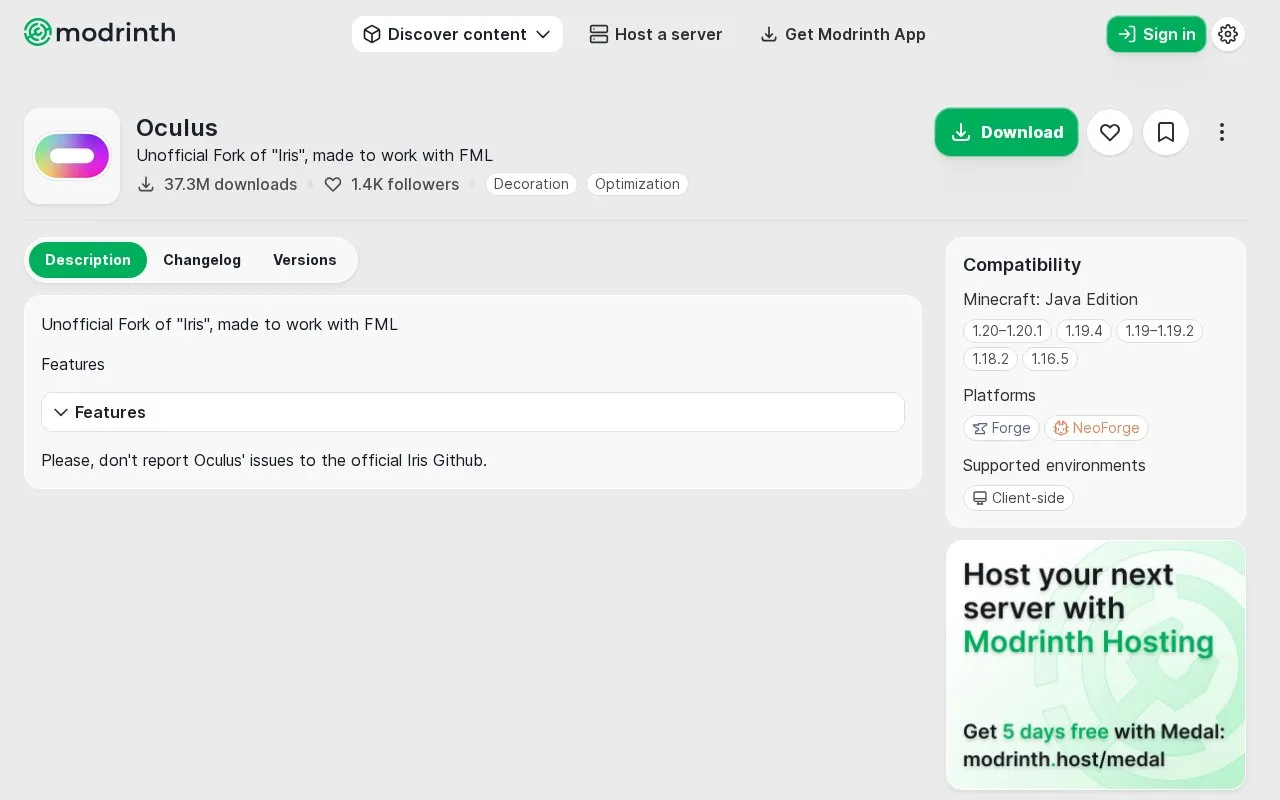 Forge Version homepage screenshot
