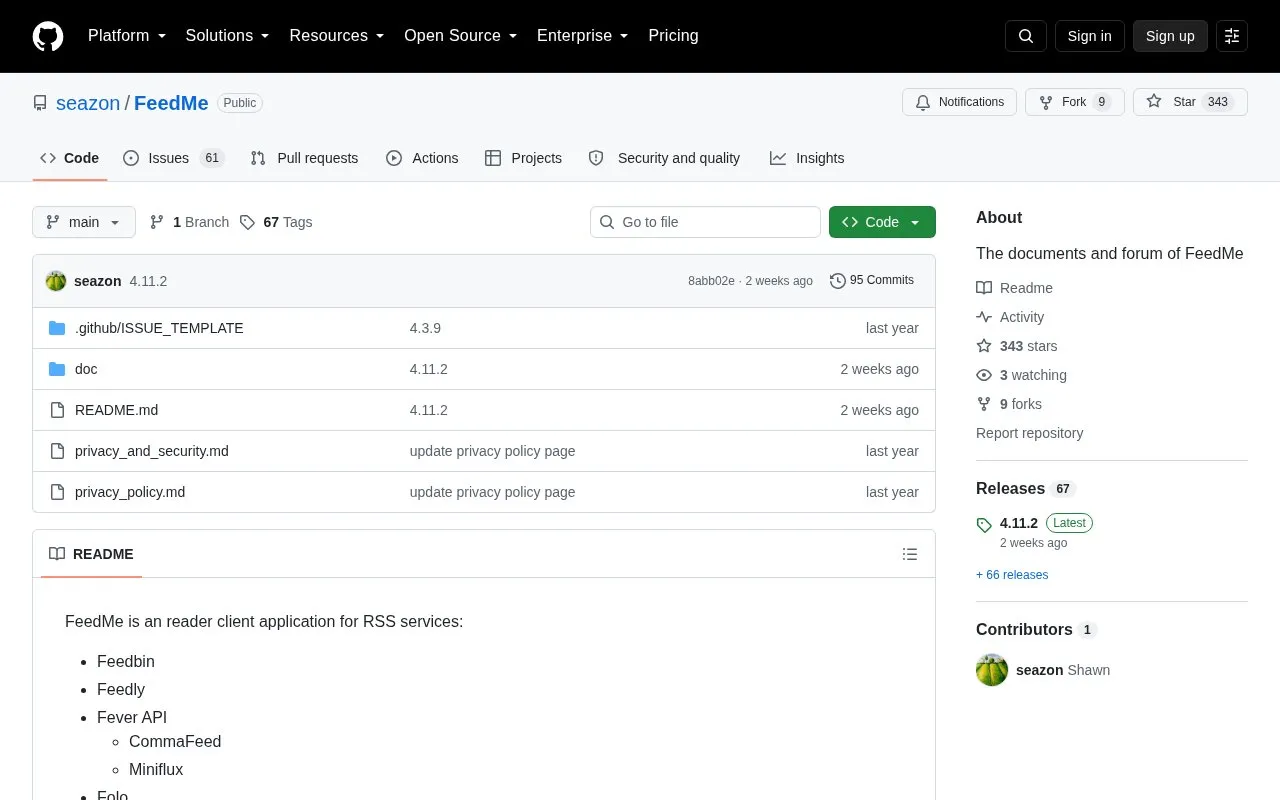 FeedMe homepage screenshot