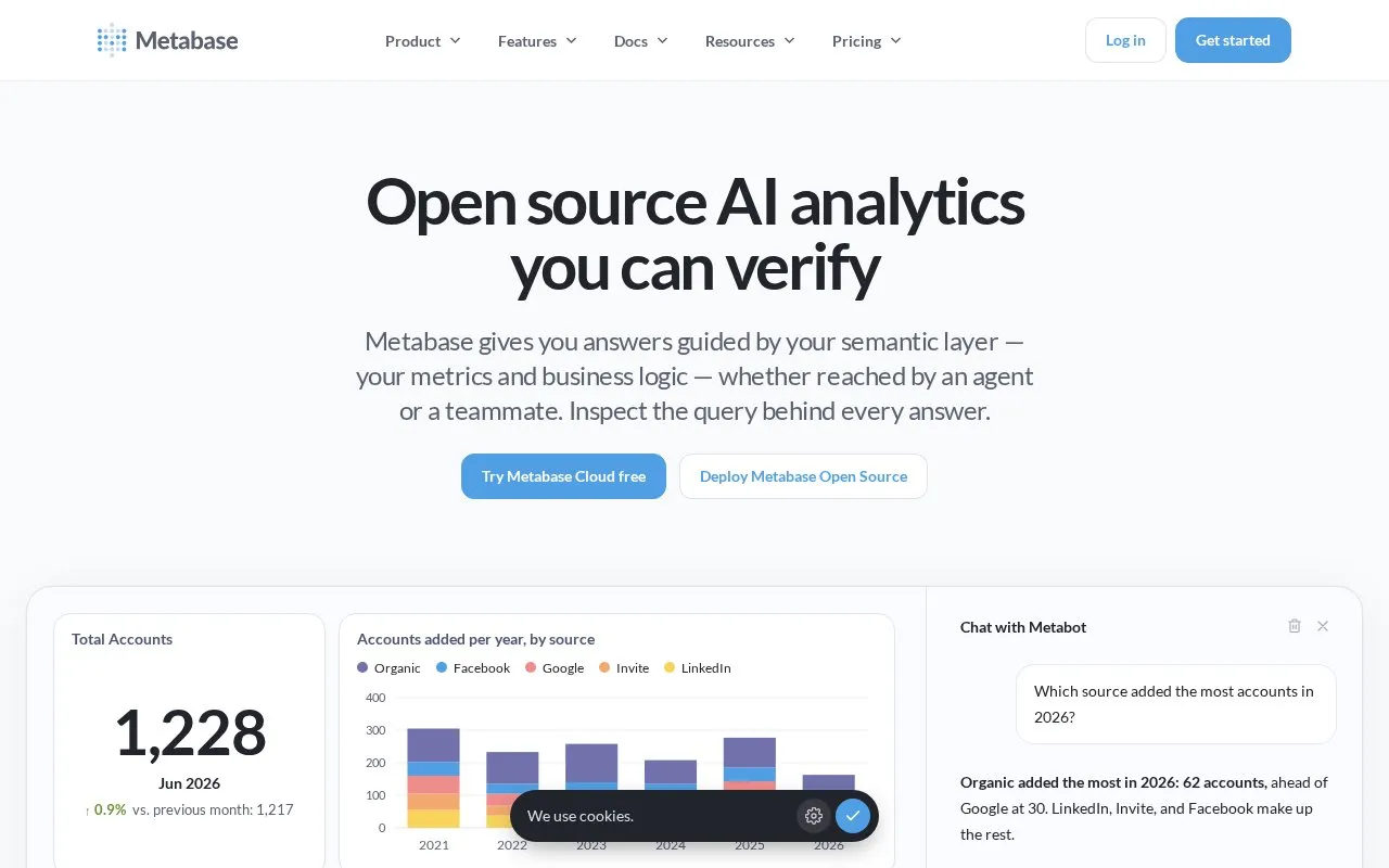 Metabase homepage screenshot