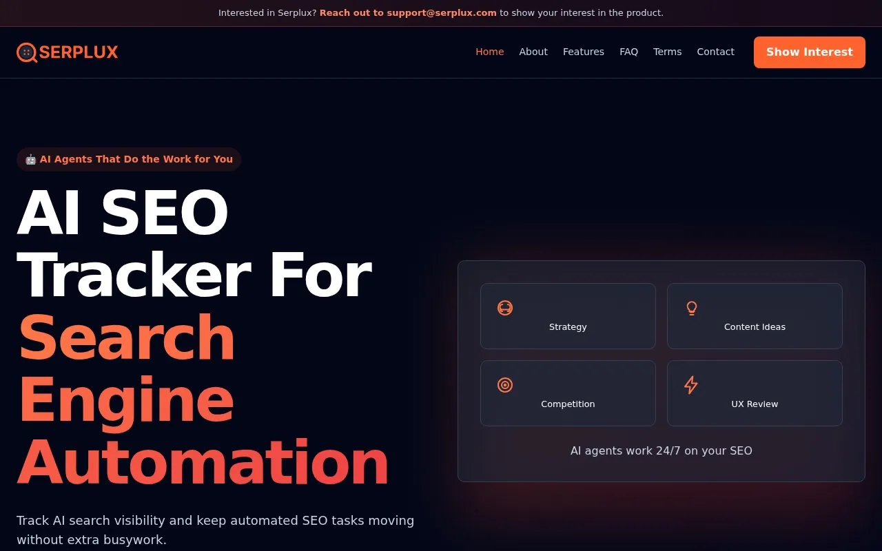 Serplux homepage screenshot