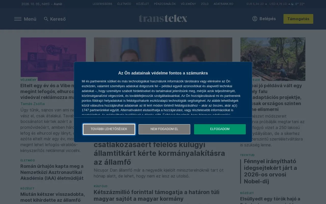 transtelex homepage screenshot