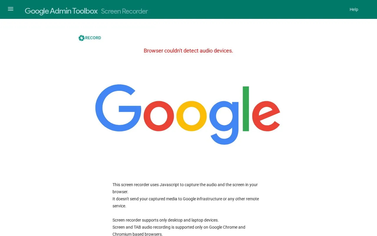 Google Screen Recorder homepage screenshot