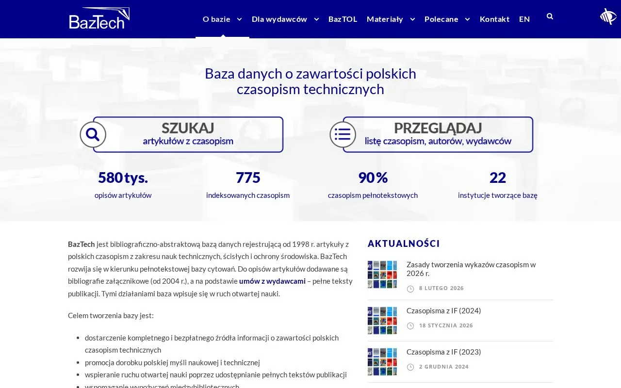 BazTech homepage screenshot