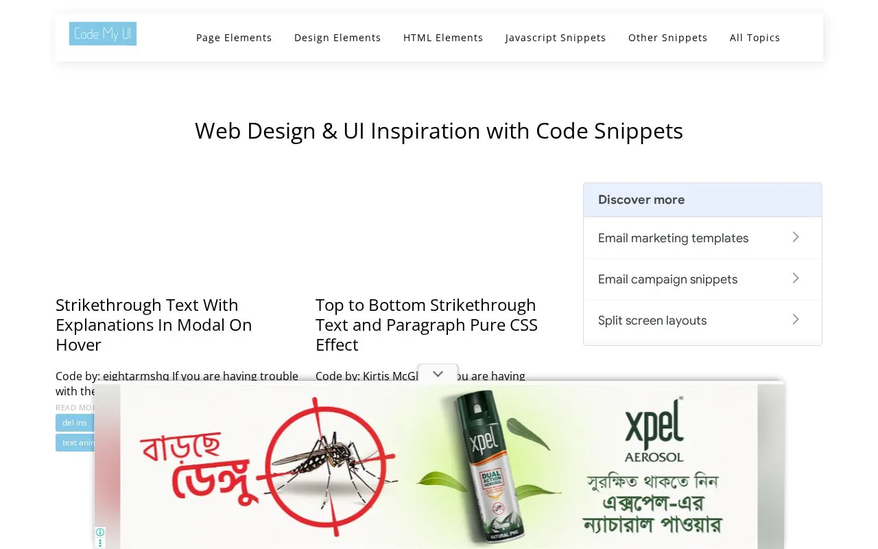 CodeMyUI homepage screenshot